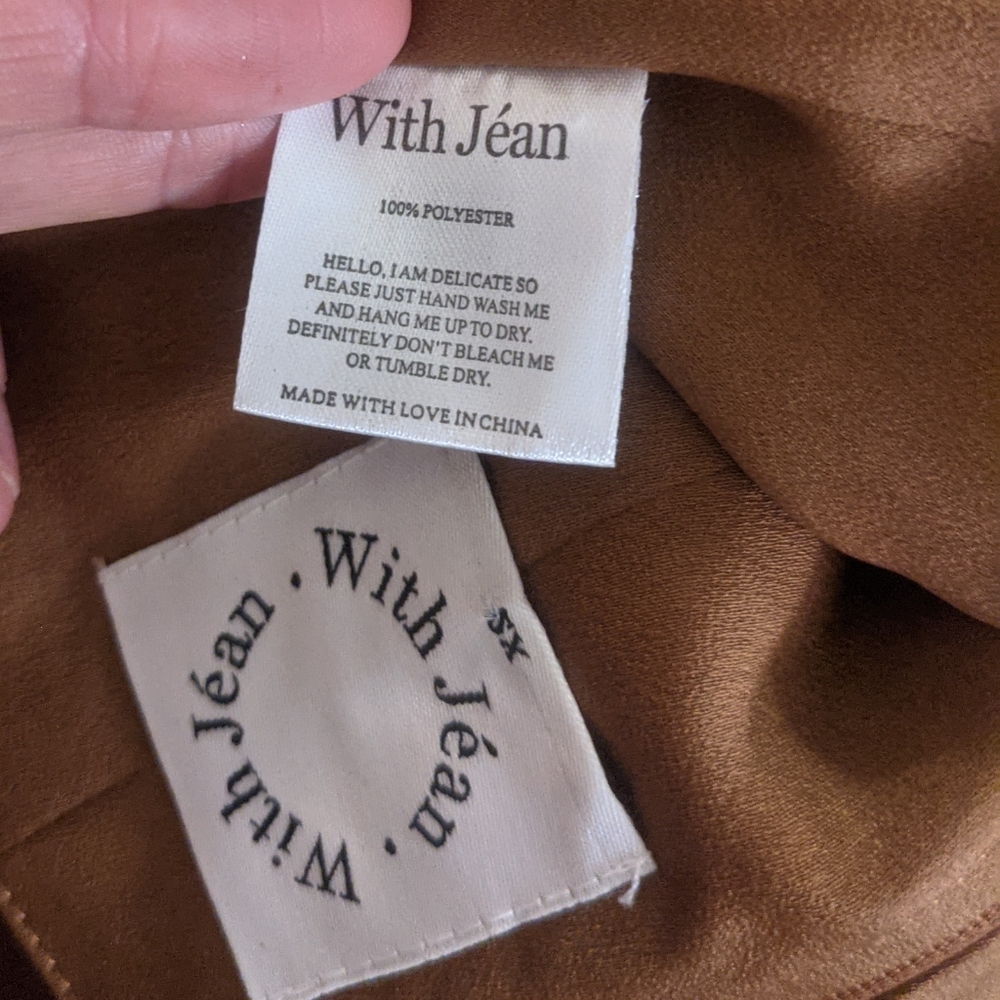Nwot With Jean tulip top yellow brown plaid CHER xs - Picture 6 of 6